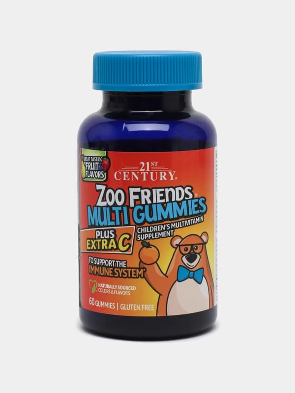21st Century, Zoo Friends, мульти витаминные жевательные мармеладки, 60 шт