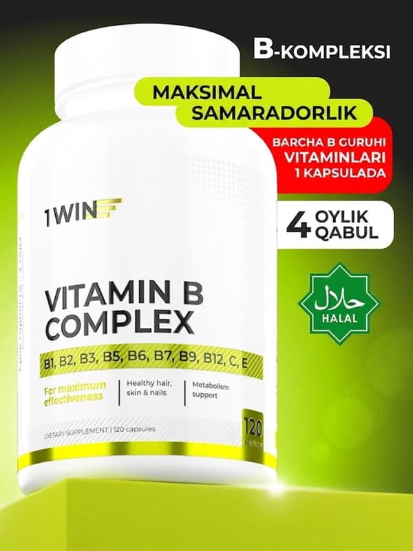Витамины группы B 1WIN, для энергии, нервной системы, кожи и волос