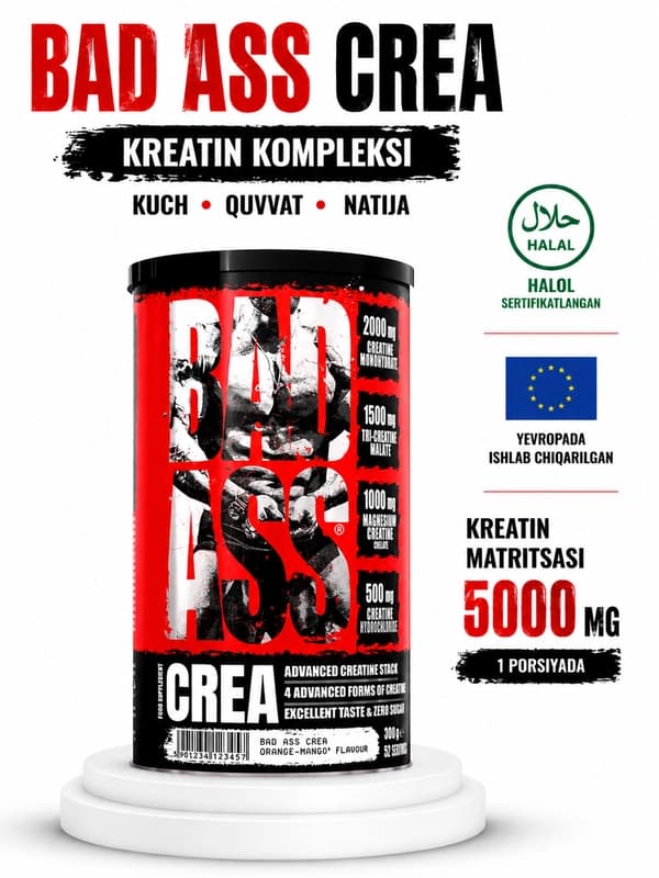 Креатин моногидрат BAD ASS, со вкусом, 300 г, 52 порций